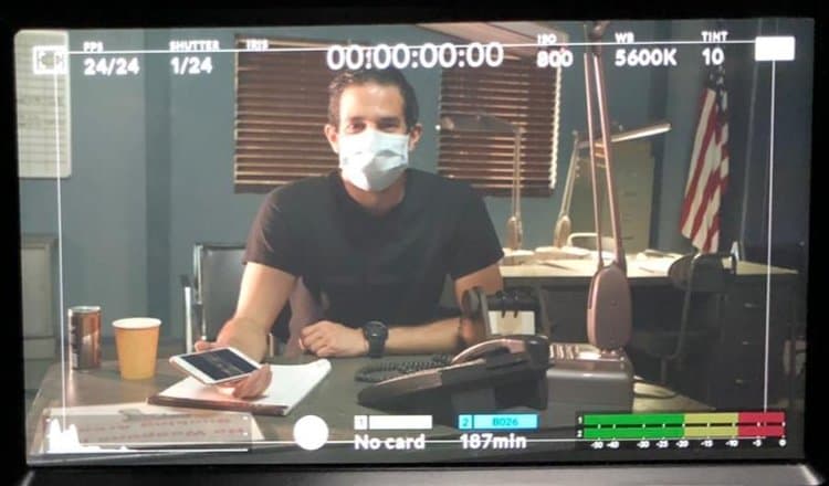 Gabe in COVID mask scene from The Method