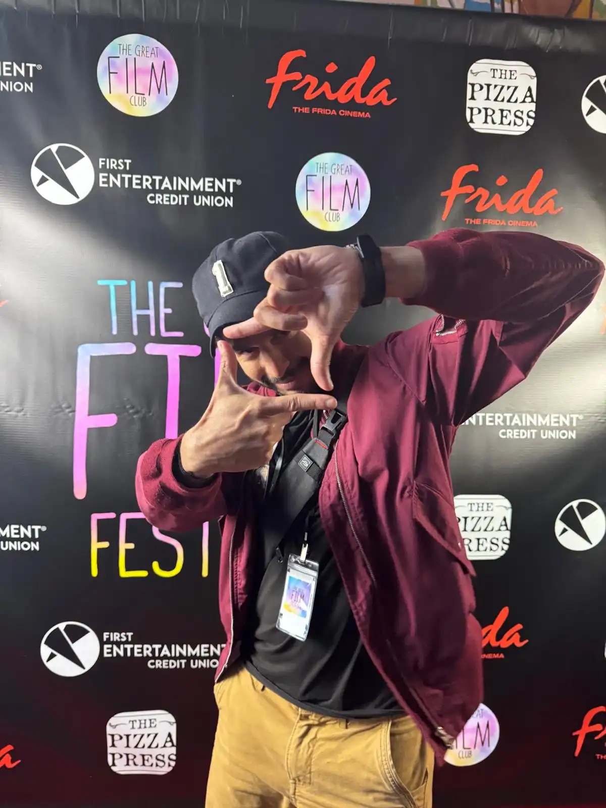 Gabe framing a shot at The Great Film Fest